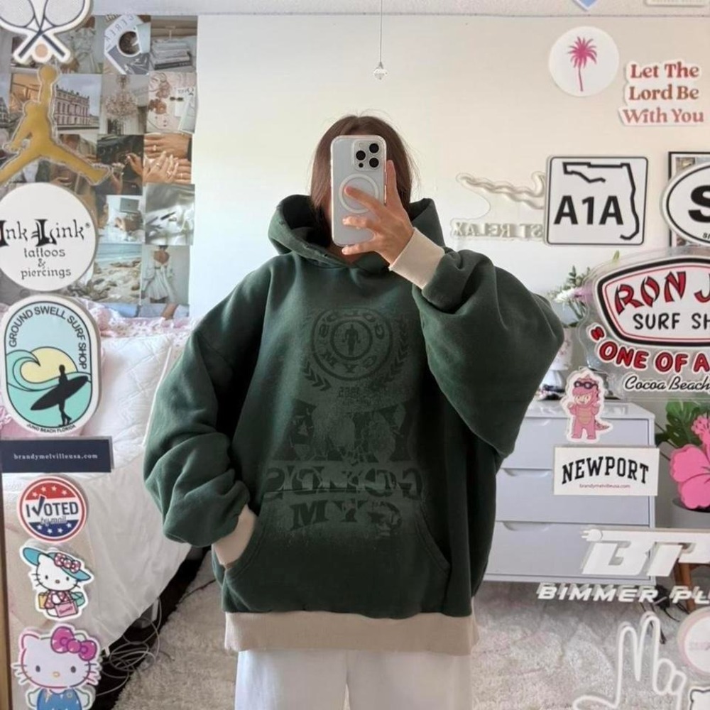 Young La Her Golds Gym Dark Green Hoodie